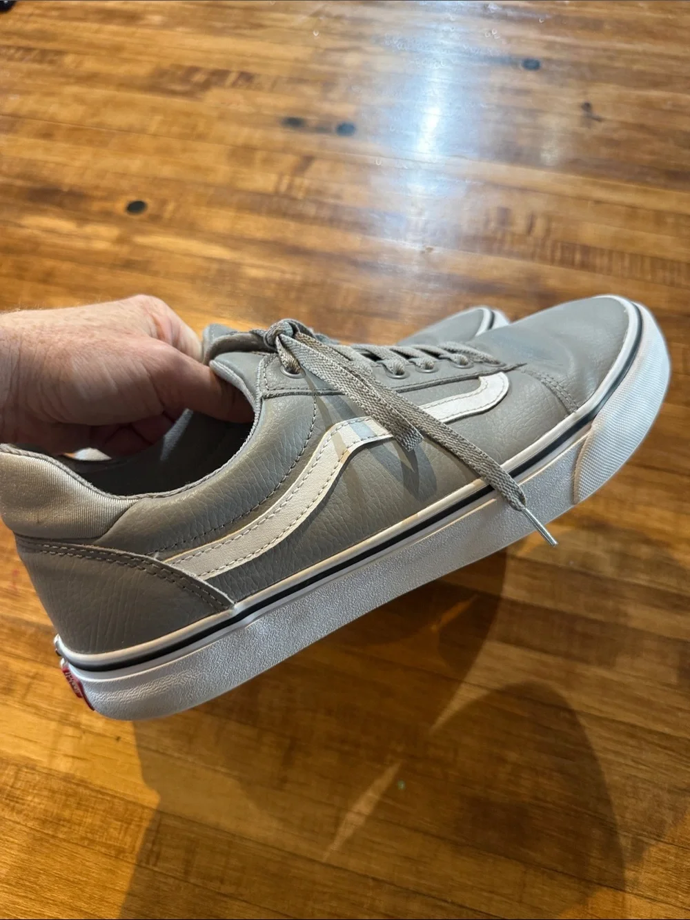 Mens Vans Old Skool Gray and White Leather Size 12 (w) - Picture 3 of 6